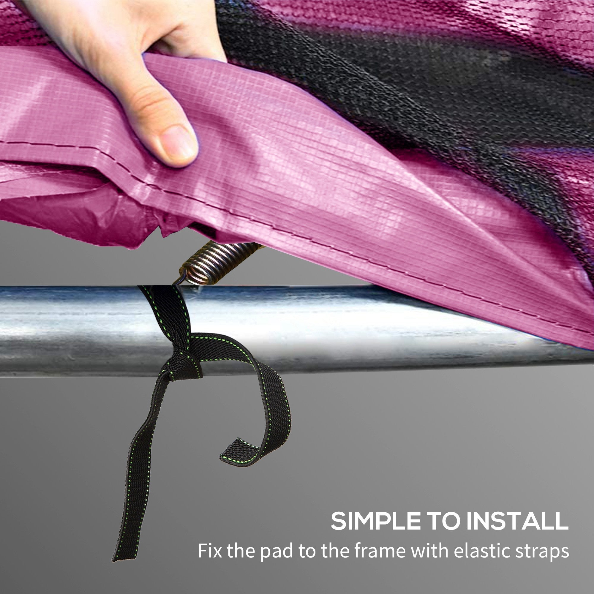 SPORTNOW 10FT Trampoline Spring Cover, Plastic Trampoline Pad Replacement with Elastic Cord, Waterproof, UV Resistant and Tear-Resistant, Pink 