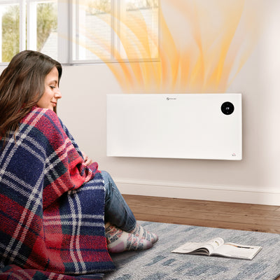 HOMCOM 2000W Electric Convector Heater, Freestanding or Wall Mounted, Space Heater with Adjustable Thermostat, Timer, White 