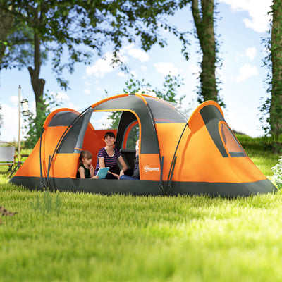 Outsunny 5-6 Man Dome Camping Tent - Orange 