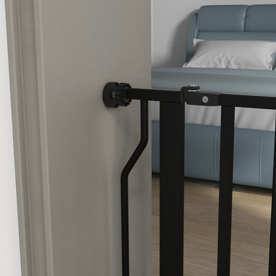 PawHut Extra Wide Dog Safety Gate, with Door Pressure, for Doorways, Hallways, Staircases - Black 