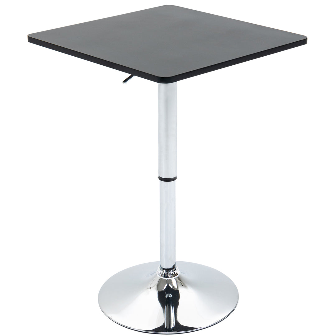 HOMCOM Modern Height Adjustable Counter Bar Table with 360° Swivel Tabletop and Electroplating Metal Base, Pub Desk for Living Room, Kitchen, Restaurant, Pub, Black and Silver 
