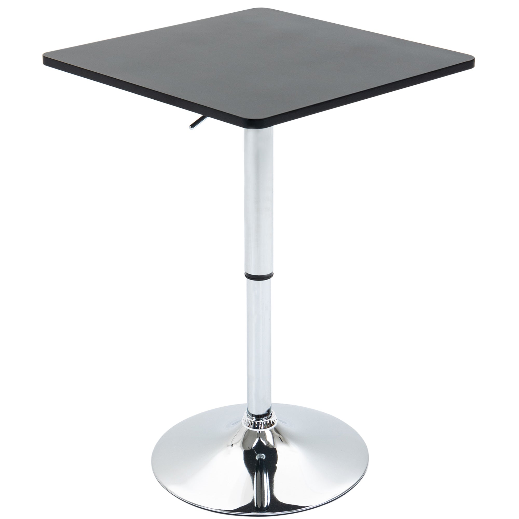 HOMCOM Modern Height Adjustable Counter Bar Table with 360° Swivel Tabletop and Electroplating Metal Base, Pub Desk for Living Room, Kitchen, Restaurant, Pub, Black and Silver 