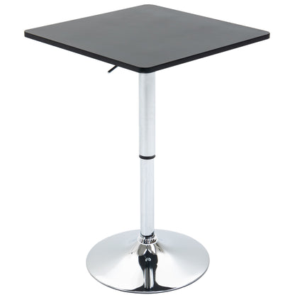 HOMCOM Modern Height Adjustable Counter Bar Table with 360° Swivel Tabletop and Electroplating Metal Base, Pub Desk for Living Room, Kitchen, Restaurant, Pub, Black and Silver 