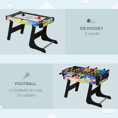 HOMCOM Folding Multi Gaming Table 4 in 1 Hockey, Football Table, Table Tennis, Billiards For Play Fun 