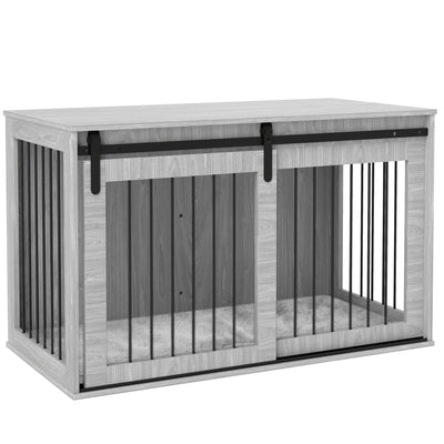 PawHut 118cm Dog Crate Furniture with Removable Cushion for Extra Large Dogs - Grey 