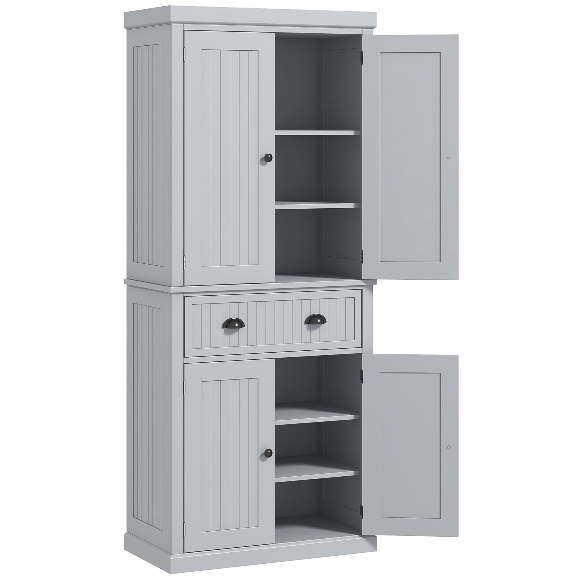 HOMCOM Multi-Storage Mid-Century Kitchen Cabinet - Grey 