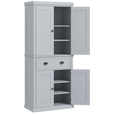 HOMCOM Multi-Storage Mid-Century Kitchen Cabinet - Grey 