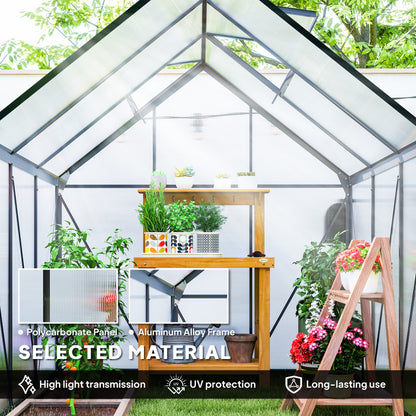 Outsunny 190 x 190cm Walk-In Polycarbonate Greenhouse - Grey 