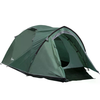 Outsunny Dome Tent for 3-4 Person Family Tent with Large Windows Waterproof Green 