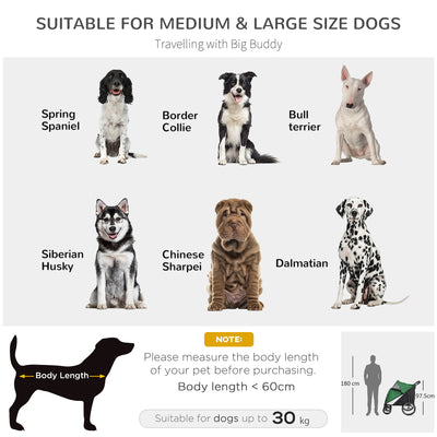 PawHut Foldable Pet Stroller, with Washable Cushion, Storage Bags, Safety Leash, for Medium, Large Dogs, Cats - Green 
