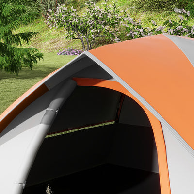Outsunny Two Man Single Room Dome Tent, with Accessories - Orange/Grey 