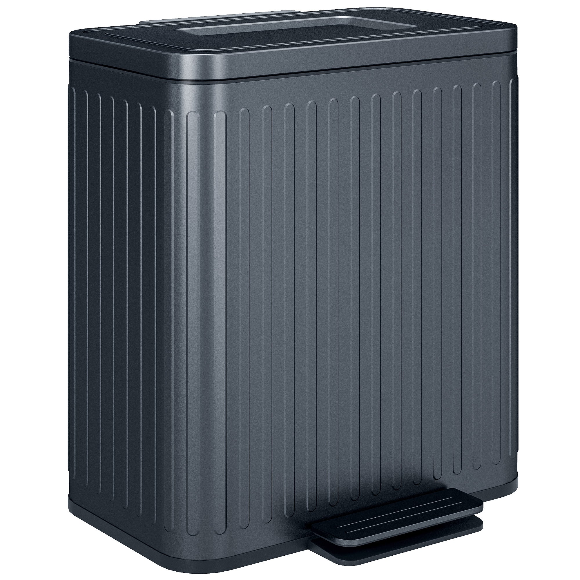 HOMCOM 40L Dual Compartment Rubbish Bin, with Soft-Close Lid - Black 