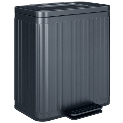 HOMCOM 40L Dual Compartment Rubbish Bin, with Soft-Close Lid - Black 
