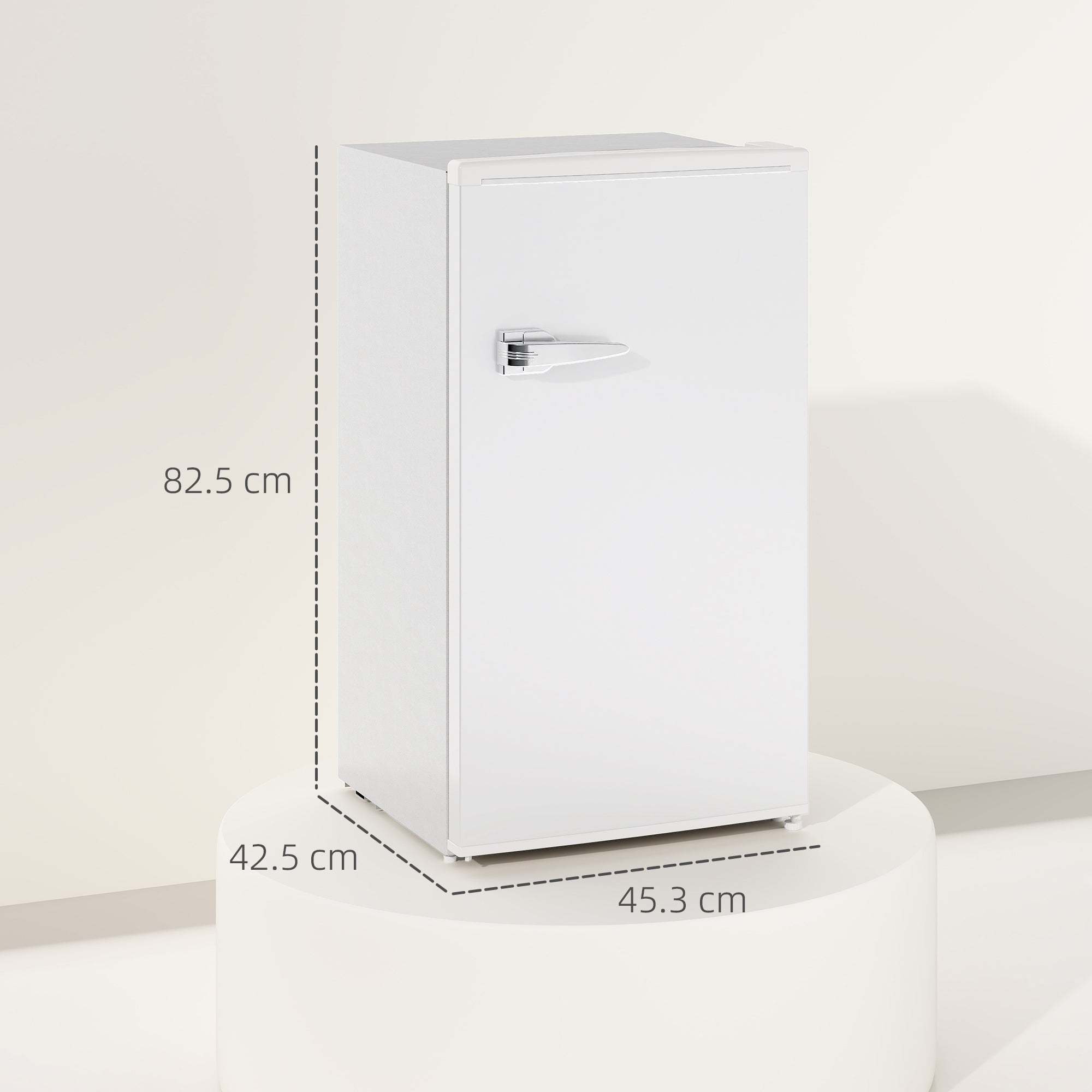 HOMCOM Under Counter Fridge, 85L Small Retro Refrigerator with Chiller Box, Adjustable Thermostat, Glass Shelves, White