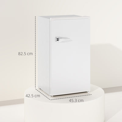 HOMCOM Under Counter Fridge, 85L Small Retro Refrigerator with Chiller Box, Adjustable Thermostat, Glass Shelves, White 