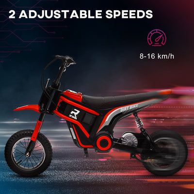 HOMCOM 24V Electric Motorbike with Twist Grip Throttle, Music, Horn, 12" Pneumatic Tyres, 16km/h Max Speed - Red 