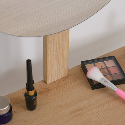HOMCOM Dressing Table with Drawer and Mirror height adjustable Wooden Oak Color  Bedroom Dressing Room Elegant and Durable 