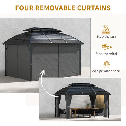 Outsunny 4 x 3m Aluminium Frame Hard Gazebo, with Accessories - Black 