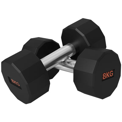 SPORTNOW 2 x 8kg Dumbbells Weights Set with 12-Sided Shape and Non-Slip Grip for Men Women Home Gym Workout 