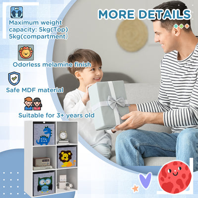 ZONEKIZ Kids Toy Box with Three Non-Woven Fabric Drawers, 61.8 x 29.9 x 91.5cm - White 