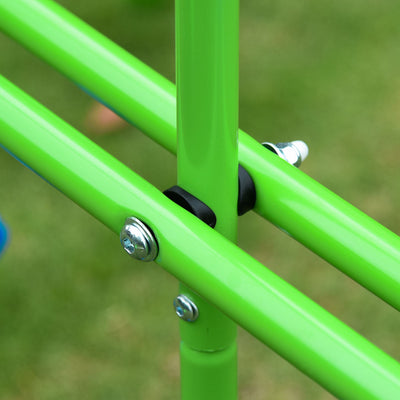 Outsunny Metal Garden Swing Set Height Adjustable Children Outdoor Backyard Play Set for Toddlers Over 3 Years Old, Green 
