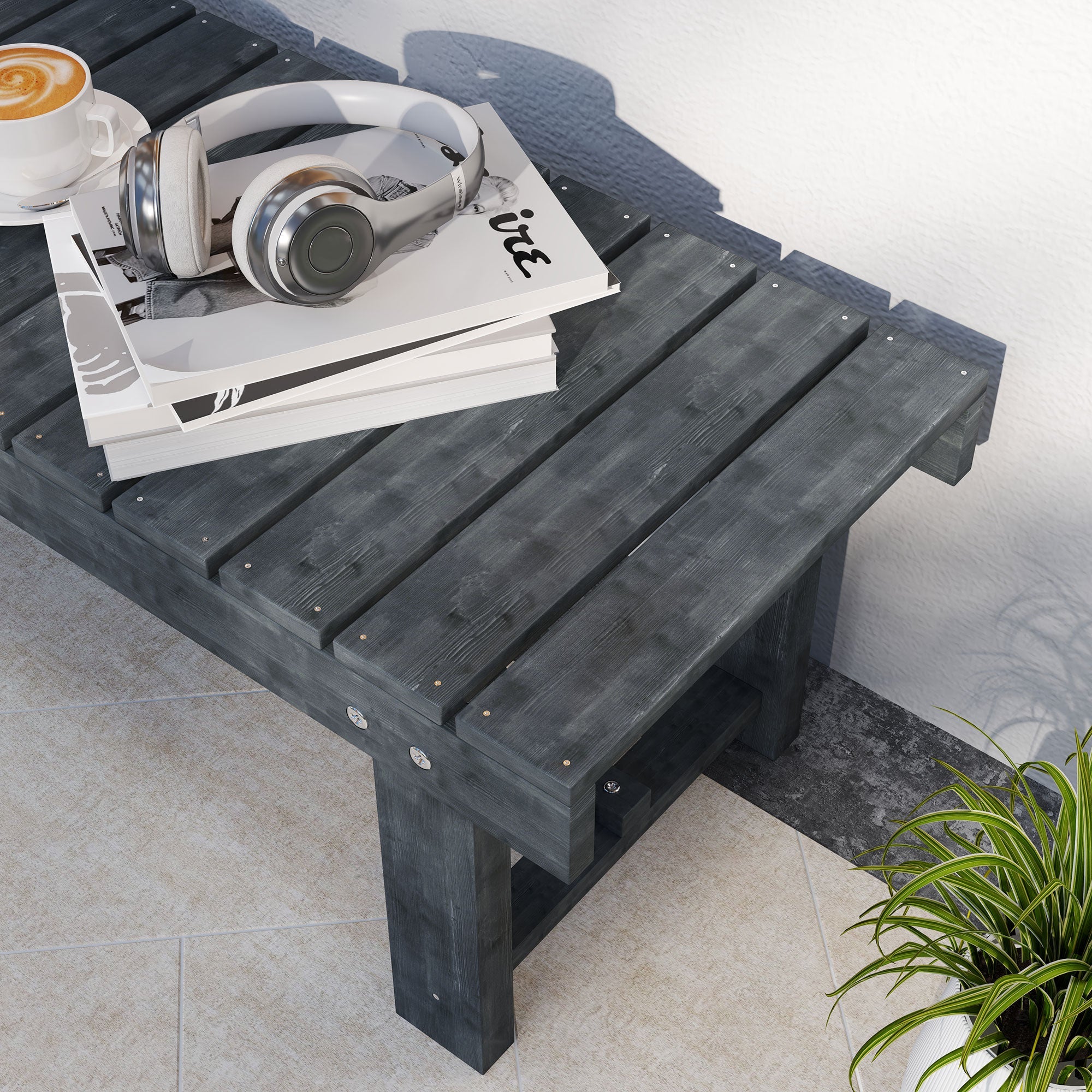 Outsunny 2-Seater Garden Wooden Bench, Grey 