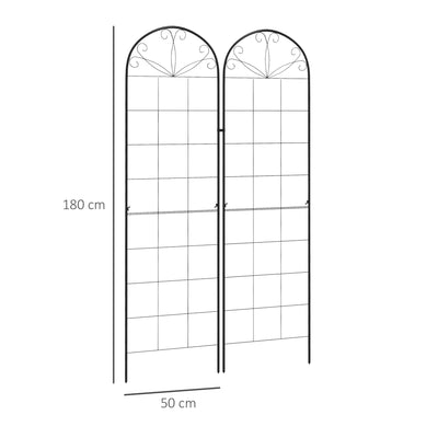 Outsunny Metal Trellis Set of 2, Garden Trellis for Climbing Plants Support Frames, Grid Design 