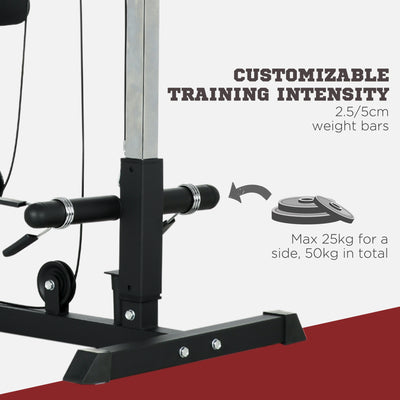 SPORTNOW Pull Up Station, Power Cage with Adjustable Seat, for Home Gym - Black 