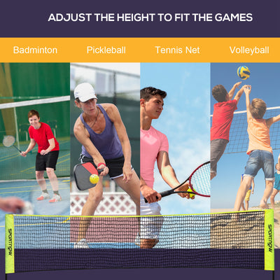 SPORTNOW 3m Badminton Net, Height Adjustable Outdoor Sports Net, with Carry Bag, for Tennis, Pickleball, Volleyball 