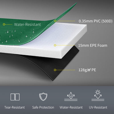 HOMCOM 12FT Replacement Trampoline Pad Thick Foam Safety Φ366cm Spring Cover Bounce Padding - Green 