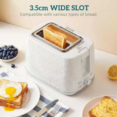 HOMCOM Kettle and Toaster Set, 1.7L 3000W Rapid Kettle with Limescale Filter, 2 Slice Toaster with 7 Browning Controls, Cream 