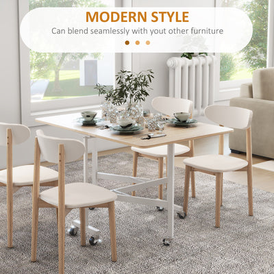 HOMCOM 4-6 Person Drop Leaf Dining Table - Oak 