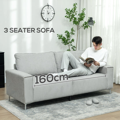 HOMCOM Three-Seater Corduroy - Light Grey 