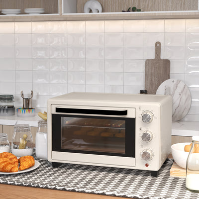 HOMCOM 21L Mini Countertop Oven, 100\'c2\'b0C-230\'c2\'b0C Adjustable Temp - White 