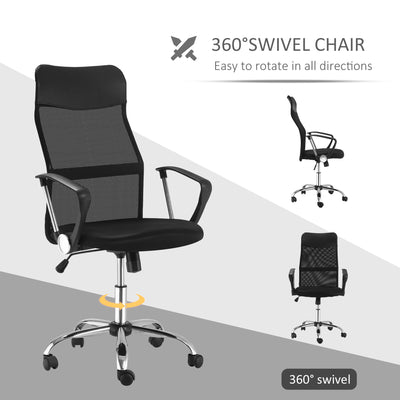 HOMCOM Ergonomic Office Chair Mesh Chair with Adjustable Height Tilt Function Black 