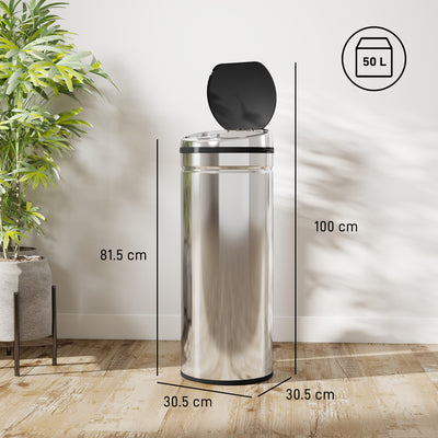 HOMCOM 50L Stainless Steel Sensor Bin - Silver Tone 