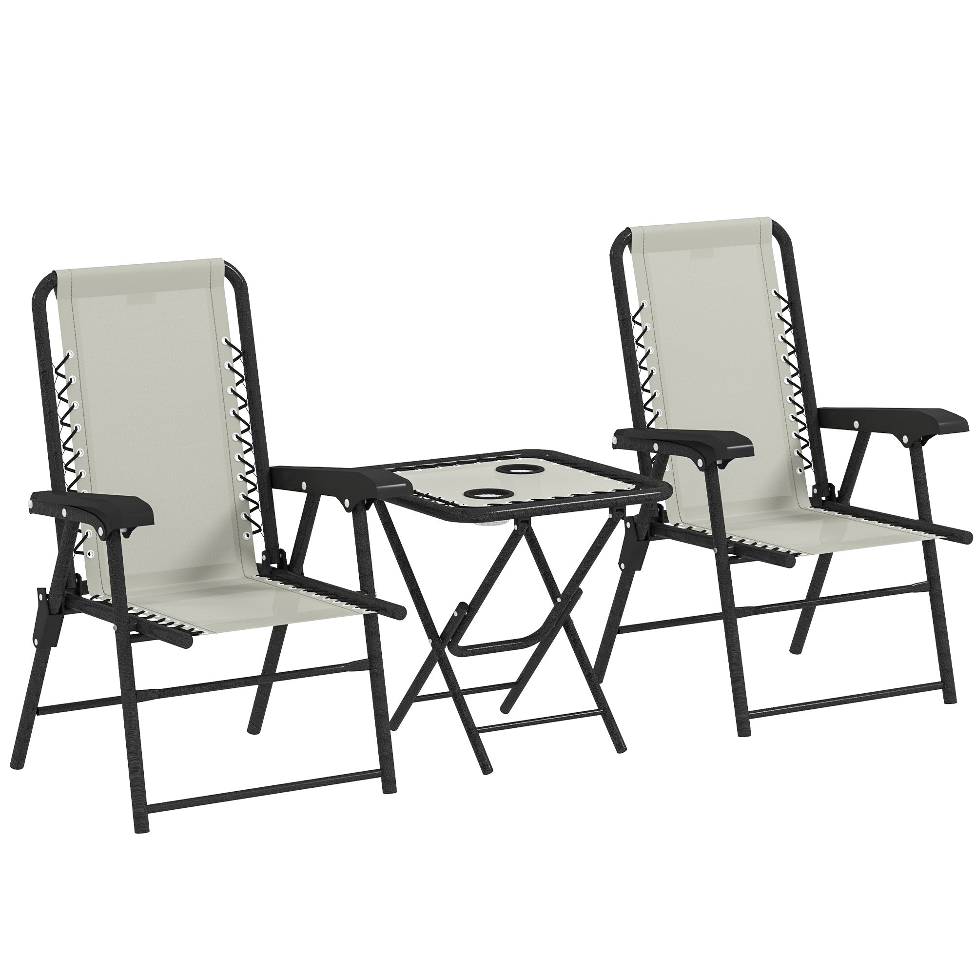Outsunny Three-Piece Garden Table and Chair Set - Cream White 