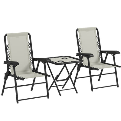 Outsunny Three-Piece Garden Table and Chair Set - Cream White 
