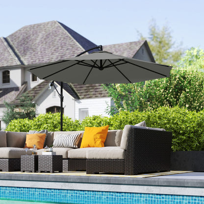 Outsunny 3m Overhanging Cantilever Parasol, with Cross Base - Light Grey 