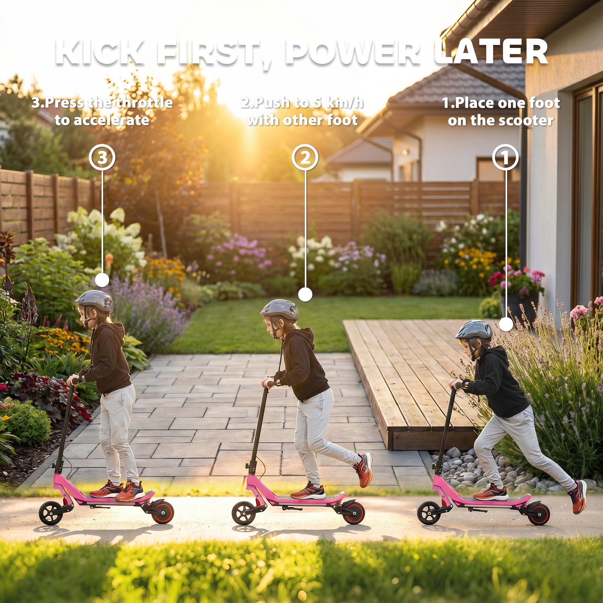 SPORTNOW Electric Scooter for Kids, Foldable E Scooter for Age Age 6+ with LED Display, RGB lights, Up to 16km/h, Pink 