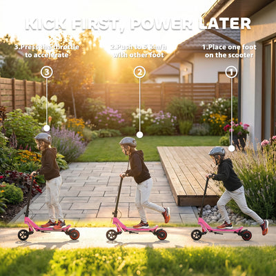 SPORTNOW Electric Scooter for Kids, Foldable E Scooter for Age Age 6+ with LED Display, RGB lights, Up to 16km/h, Pink 