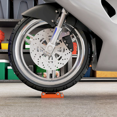 HOMCOM Motorcycle Wheel Cleaning Roller Stand with Steel Frame, Aluminium Rollers, Motorcycle Maintenance Stand for Tyre Cleaning and Chain Lubrication, Fit Tyre Width < 180mm, Bikes < 485lb, Orange 