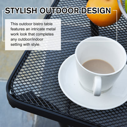 Outsunny Square Garden Metal Bistro Table Outdoor Patio Coffee Side Desk - Black 45L X 45W X 50H CM 