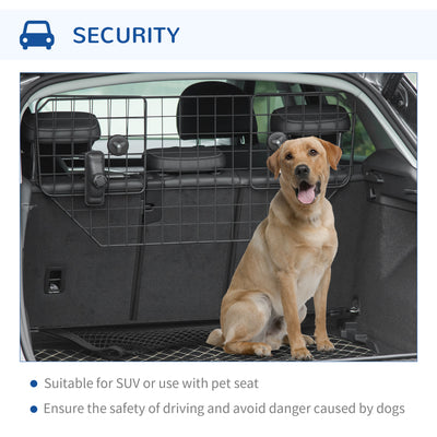 PawHut Dog Guard for Cars Adjustable Boot Barrier Metal Mesh Pet Headrest, 90-120W x 40.5H cm 