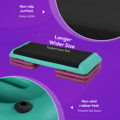 HOMCOM 3-Level Aerobic Step 10/15/20cm Steppers for Exercise Workout w/ Non-Slip Top Compact Stepper Home Office Indoor Outdoor Fitness Equipment 