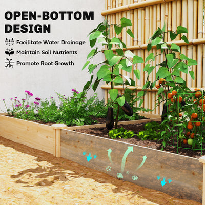 Outsunny Raised Garden Bed, Wooden Planter Box with Divider and Open Bottom for Flowers, Herbs, Vegetables, DIY Painting 