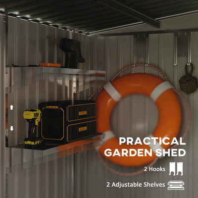 Outsunny 7 x 5ft Galvanised Metal Shed, with Sliding Door - White 