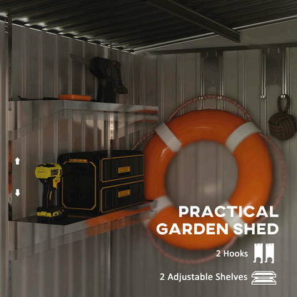 Outsunny 7 x 5ft Galvanised Metal Shed, with Sliding Door - White