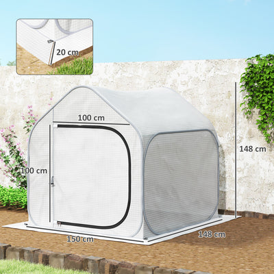 Outsunny 150 x 148cm Pop-Up Greenhouse - White 