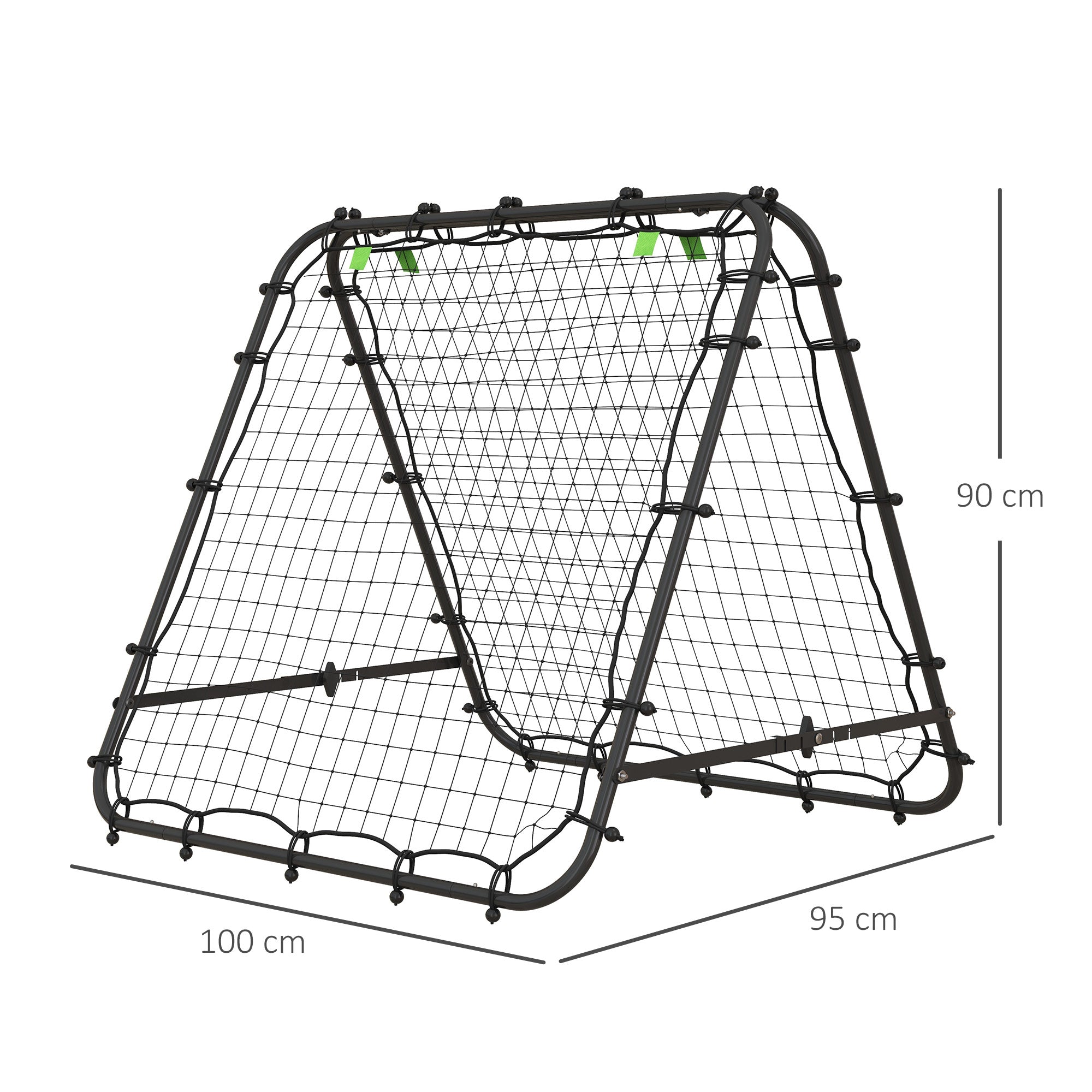 HOMCOM Double Sided Football Rebounder Net, Football Rebound Goal with Five Adjustable Angles, Black 